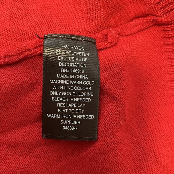 Worthington Red Lace Cold Shoulder Three-Quarter Sleeve Top Sz 3X - Picture 4 of 5